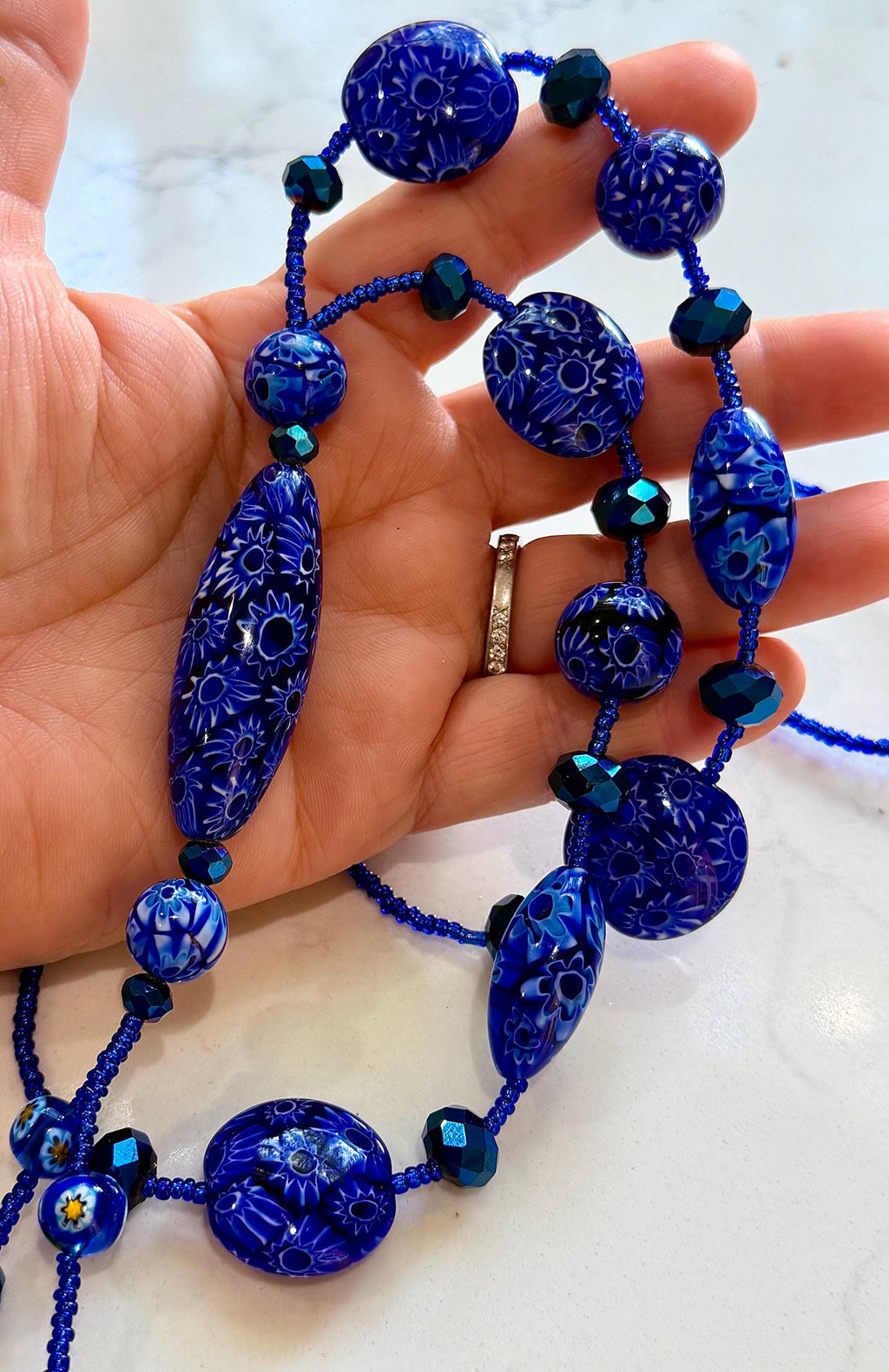 Rosario Leonardi Lariat Necklace: Featuring Ercole Moretti Custom Murano Millefiori Glass Beads