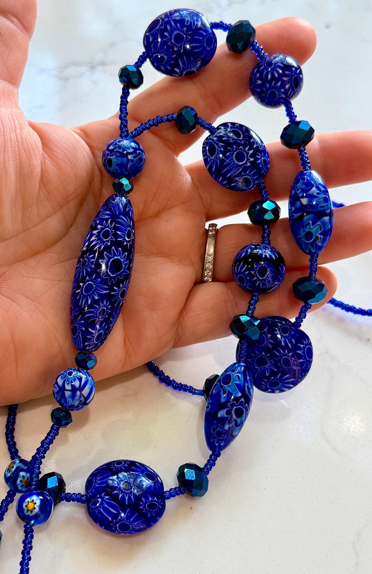 Rosario Leonardi Lariat Necklace: Featuring Ercole Moretti Custom Murano Millefiori Glass Beads
