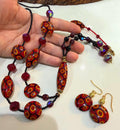 Rosario Leonardi Lariat Necklace, Murano Millefiori Glass Beads, Swarovski Crystals 40"