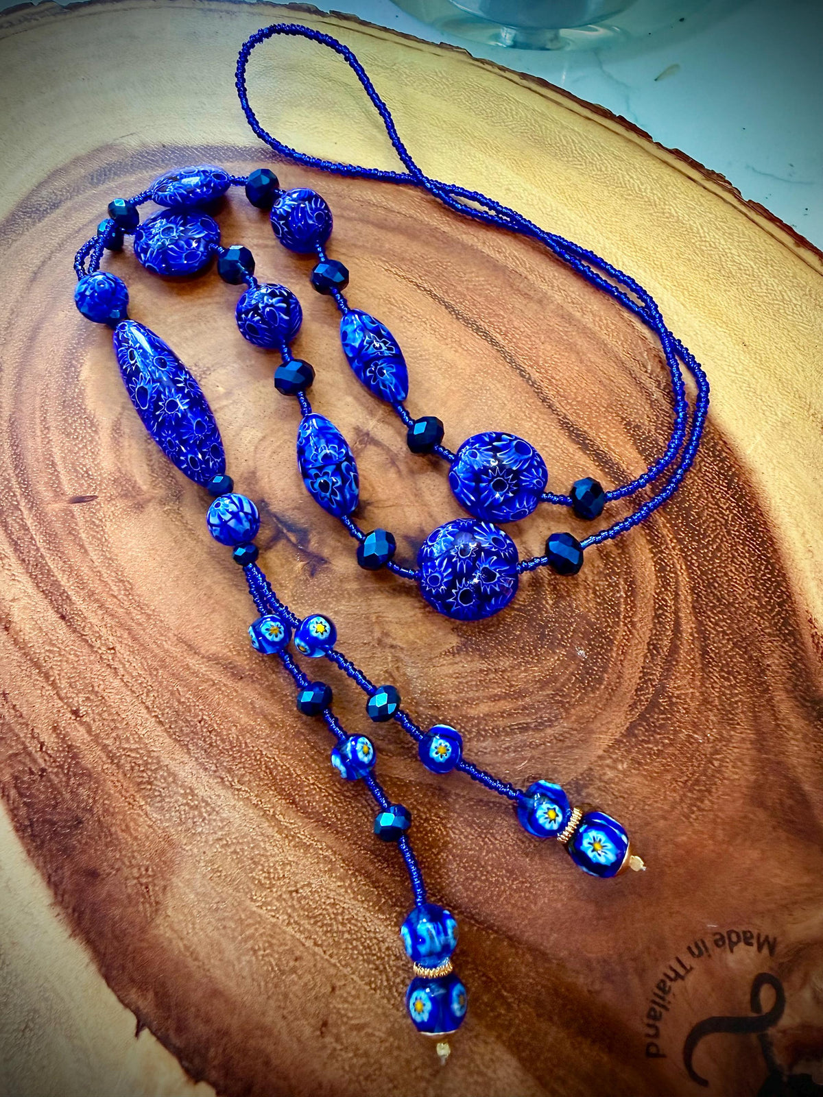 Rosario Leonardi Lariat Necklace: Featuring Ercole Moretti Custom Murano Millefiori Glass Beads
