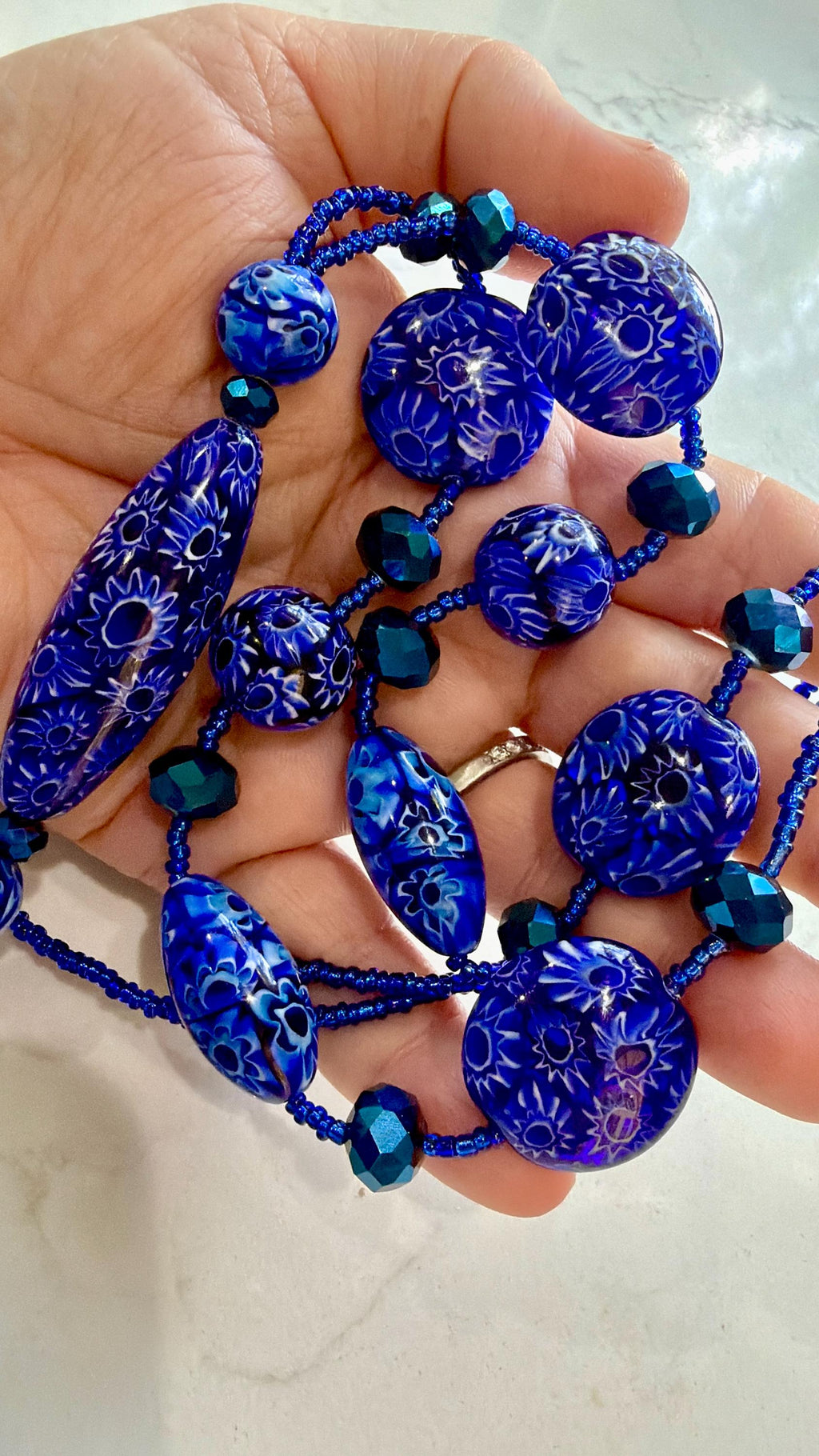 Rosario Leonardi Lariat Necklace: Featuring Ercole Moretti Custom Murano Millefiori Glass Beads