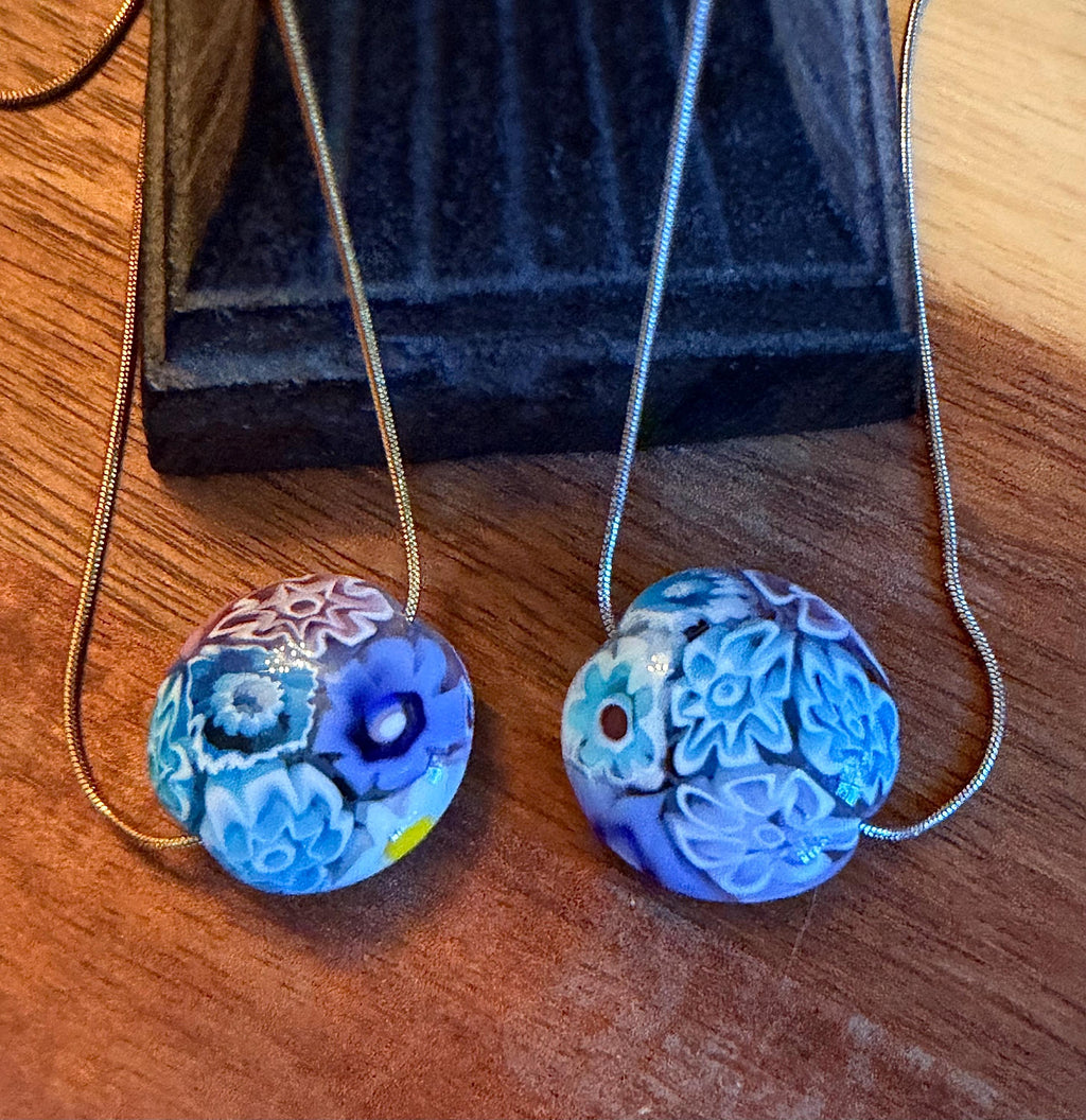 Rosario Leonardi Mixed Pastel Millefiori Glass Pendant Necklace – Exclusive Ercole Moretti Beads