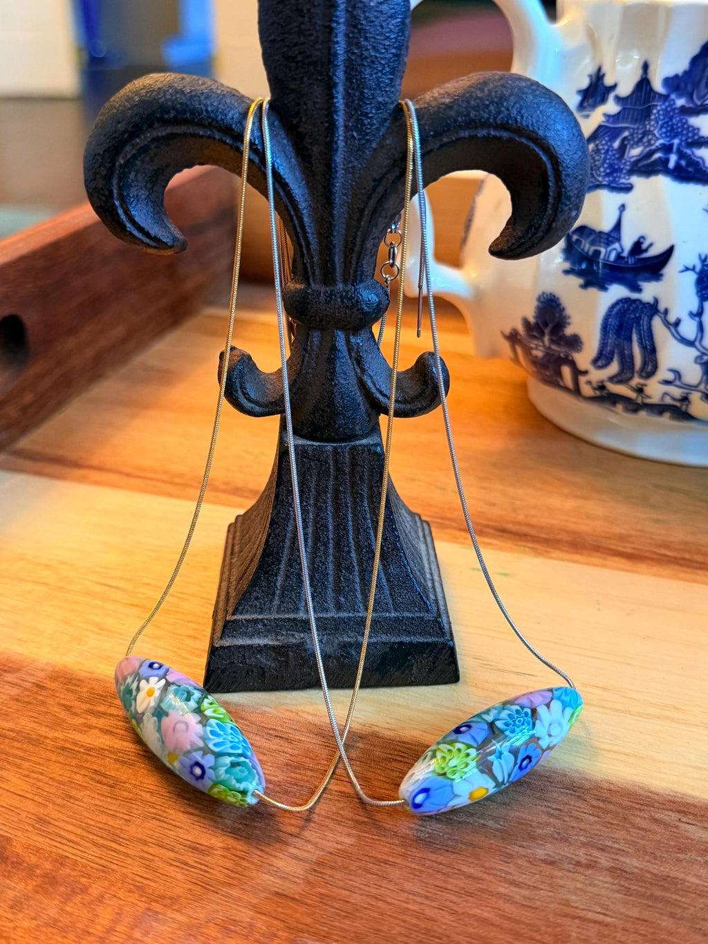 Rosario Leonardi Mixed Pastel Millefiori Glass Pendant Necklace – Exclusive Ercole Moretti Beads