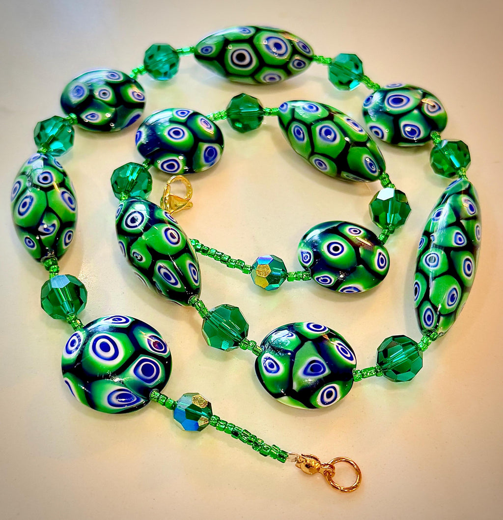Rosario Leonardi Green With Envy Murano Millefiori Necklace FEATURING Exclusive Moretti Beads