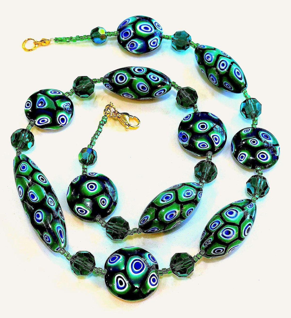 Rosario Leonardi Green With Envy Murano Millefiori Necklace FEATURING Exclusive Moretti Beads