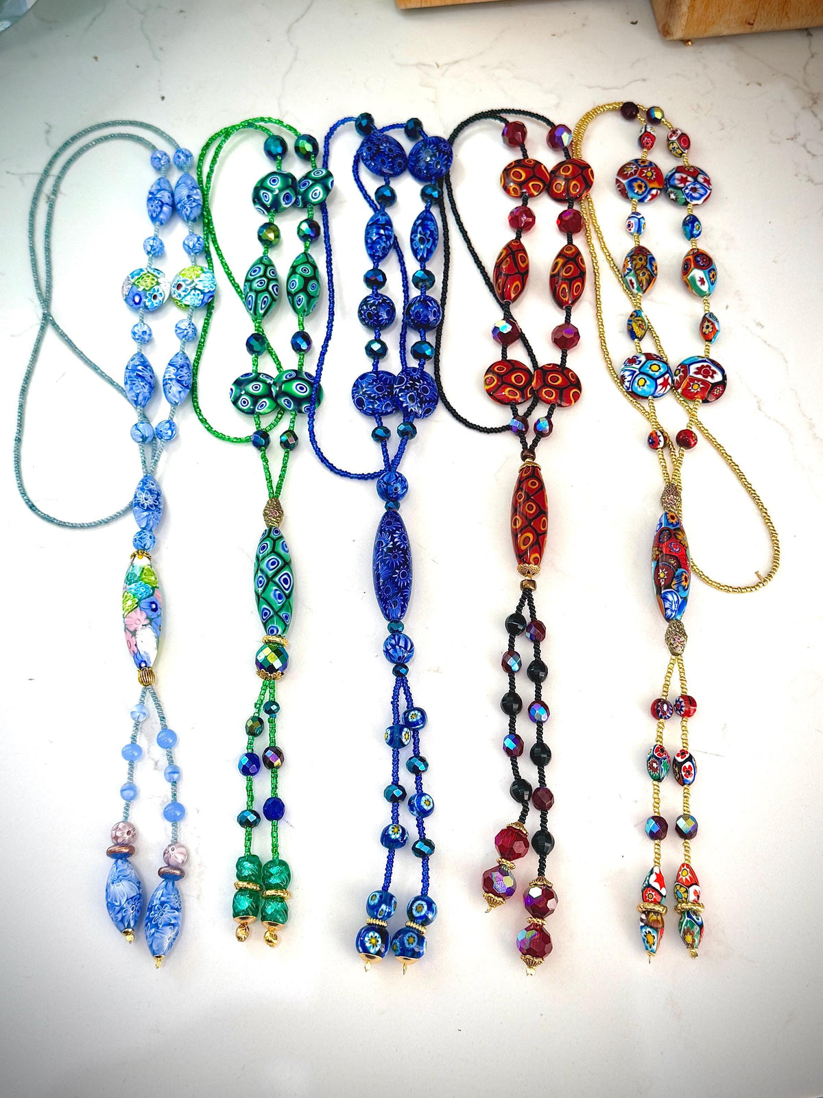 Rosario Leonardi Black White 40”Necklace: FEATURING Ercole Moretti Murano Millefiori Glass Beads