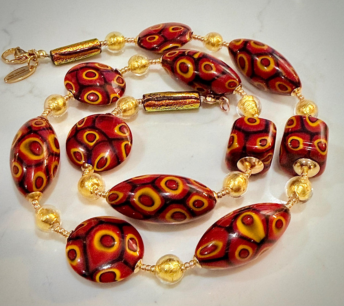 18” Rosario Leonardi Murano Millefiori Glass Necklace – Exclusive Ercole Moretti Beads