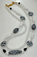 Double Strand Rosario Leonardi Black & White Necklace, Featuring Custom Ercole Moretti Beads