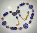 OOAK Patriotic Themed Red, White   And Blue 22” Necklace Featuring Ercole Moretti Vintage & New Millefioi Murano Glass Beads.