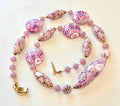 Rosario Leonardi Pastel Pink 18”Necklace: FEATURING Ercole Moretti Murano Millefiori Glass Beads