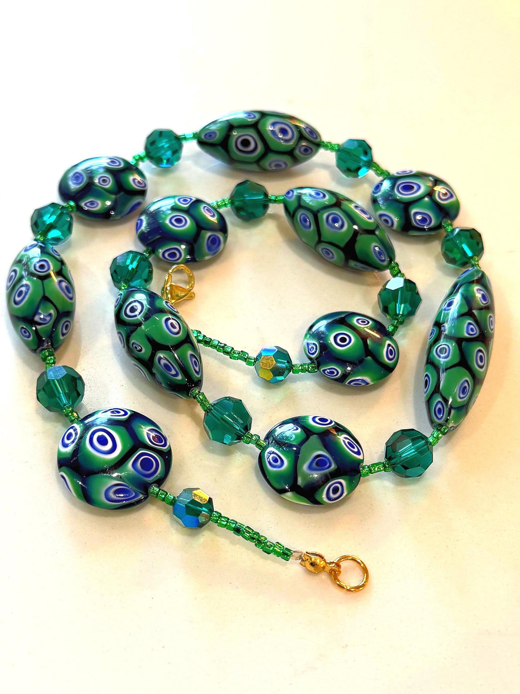 Rosario Leonardi Green With Envy Murano Millefiori Necklace FEATURING Exclusive Moretti Beads