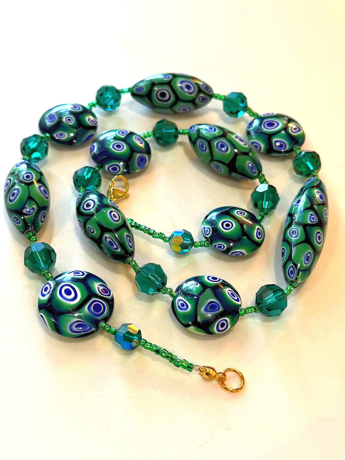 Rosario Leonardi Green With Envy Murano Millefiori Necklace FEATURING Exclusive Moretti Beads