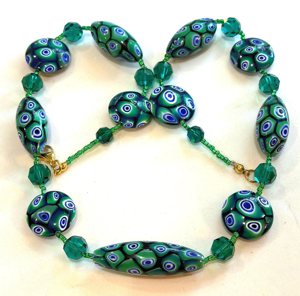 Rosario Leonardi Green With Envy Murano Millefiori Necklace FEATURING Exclusive Moretti Beads