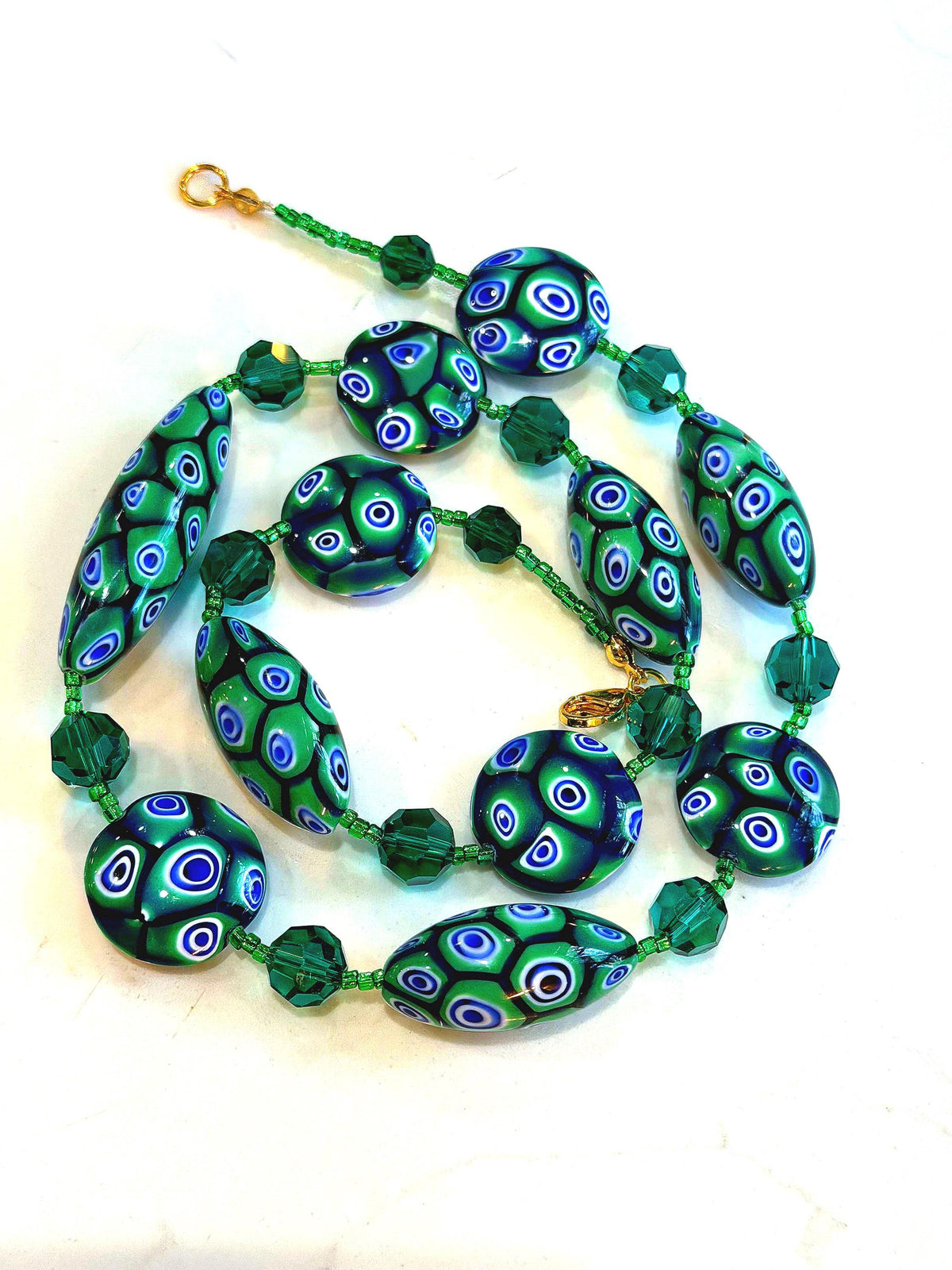 Rosario Leonardi Green With Envy Murano Millefiori Necklace FEATURING Exclusive Moretti Beads