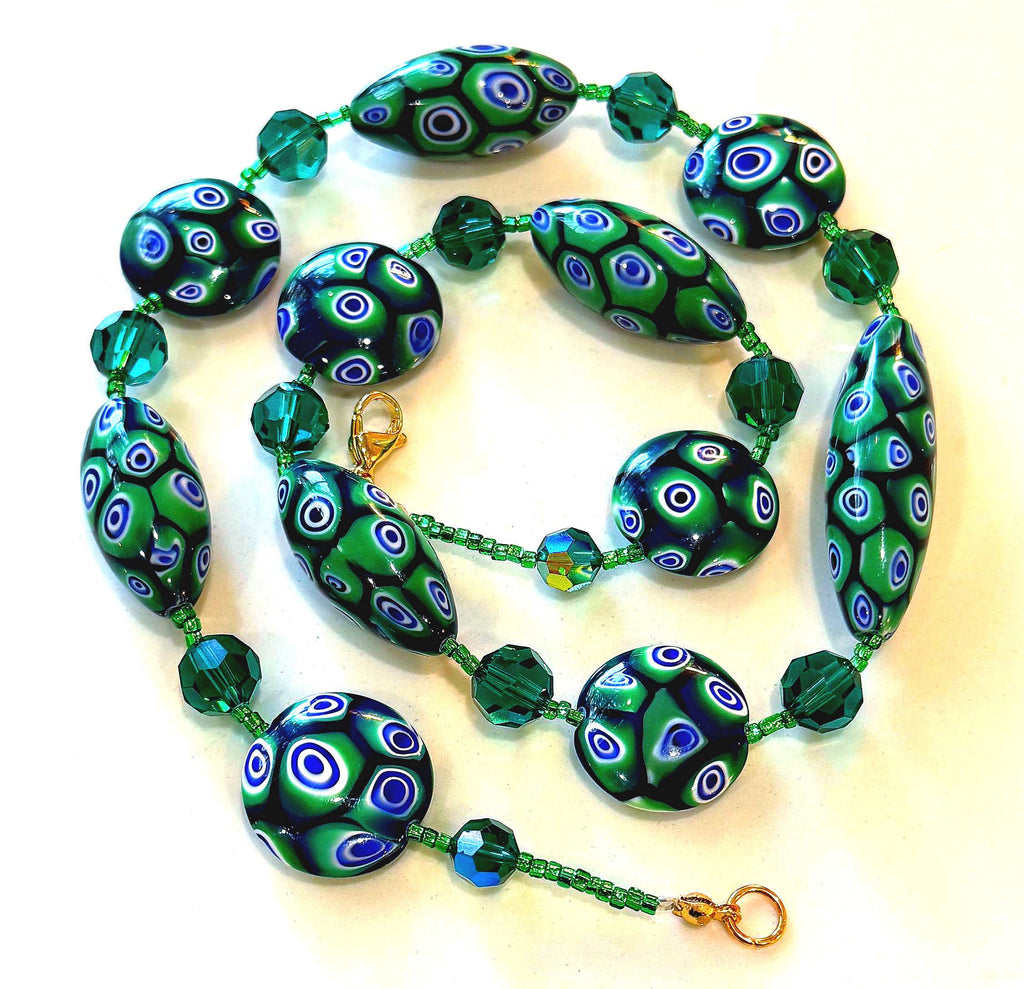 Rosario Leonardi Green With Envy Murano Millefiori Necklace FEATURING Exclusive Moretti Beads
