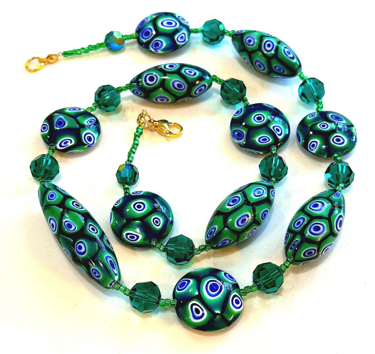 Rosario Leonardi Green With Envy Murano Millefiori Necklace FEATURING Exclusive Moretti Beads