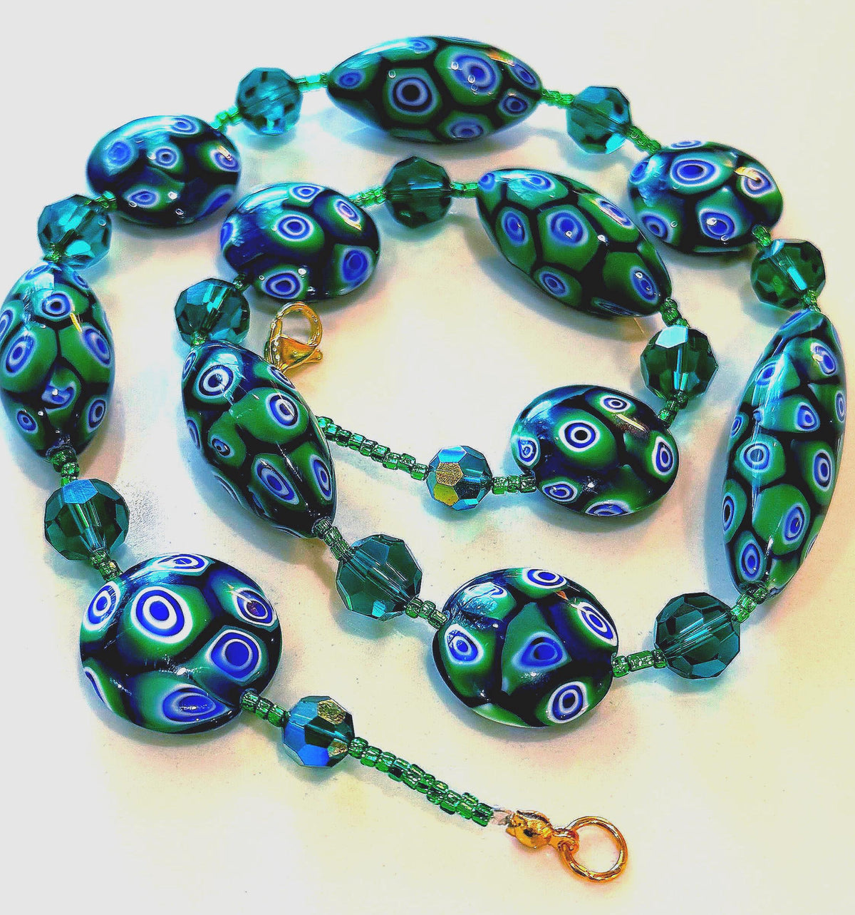 Rosario Leonardi Green With Envy Murano Millefiori Necklace FEATURING Exclusive Moretti Beads