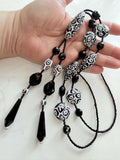 Rosario Leonardi Black White 40”Necklace: FEATURING Ercole Moretti Murano Millefiori Glass Beads