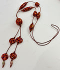 Rosario Leonardi Leather Fire Lariat Necklace-Featuring Exclusive Ercole Moretti Beads