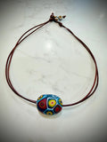 Giant Ercole Moretti Floating OOAK Perle Strung On 1.5mm Double Brown Leather Necklace