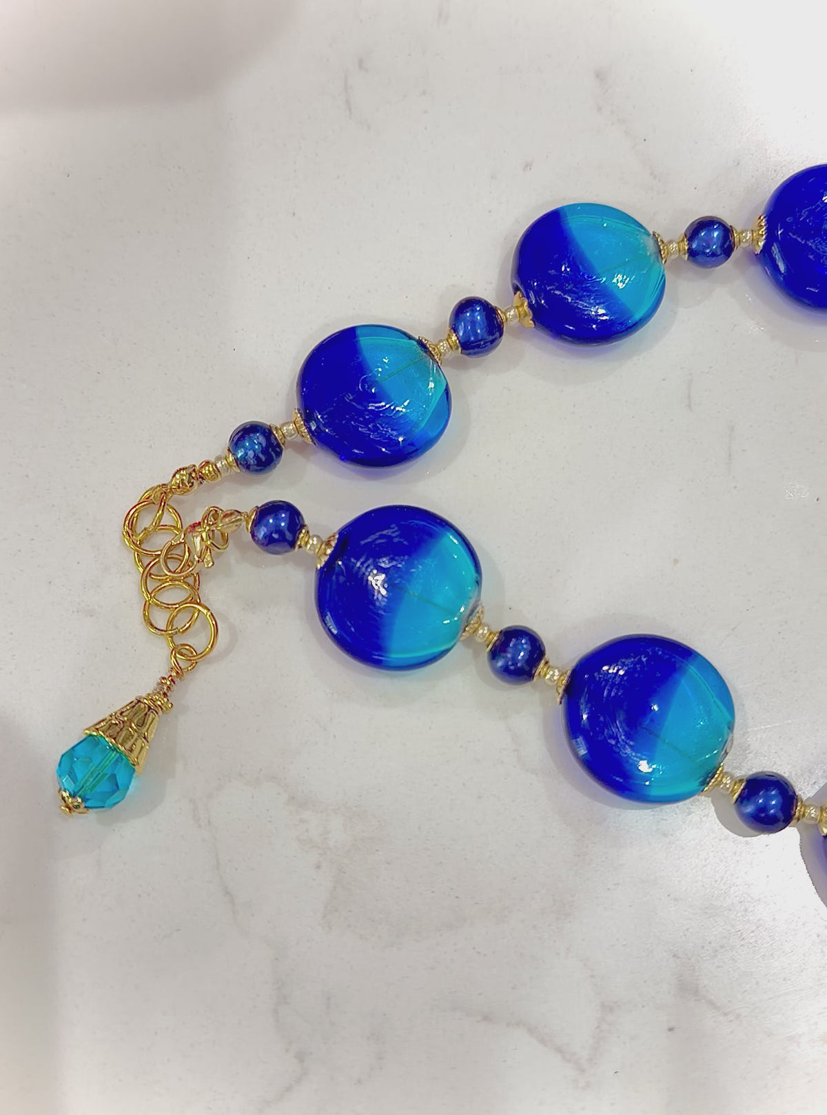 One Of A Kind Rosario Leonardi Vintage Blown Murano Glass Necklace & Earring Set