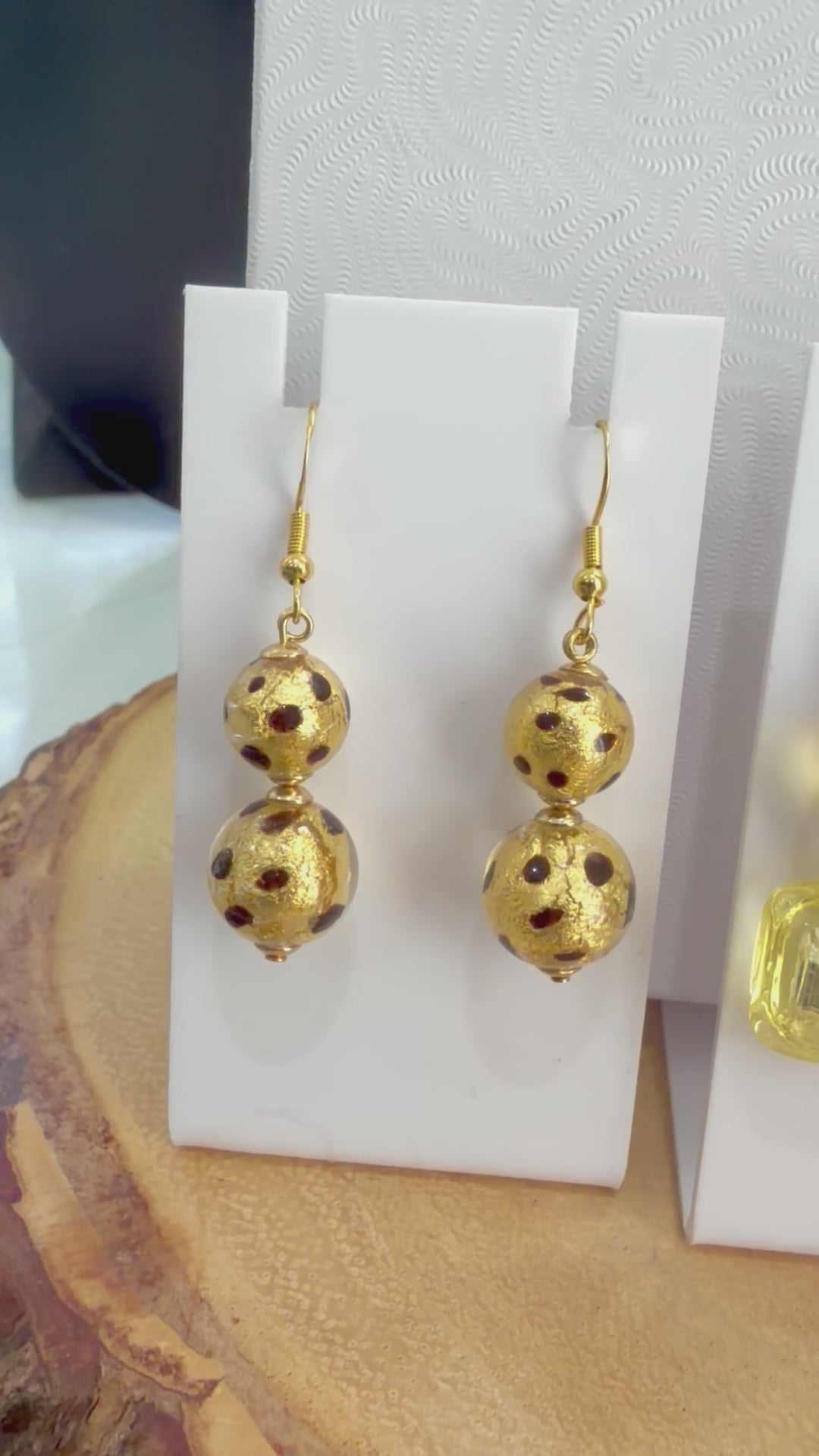 Your Choice of Vintage Gold Foil 925 Vermeil Dangle Earrings