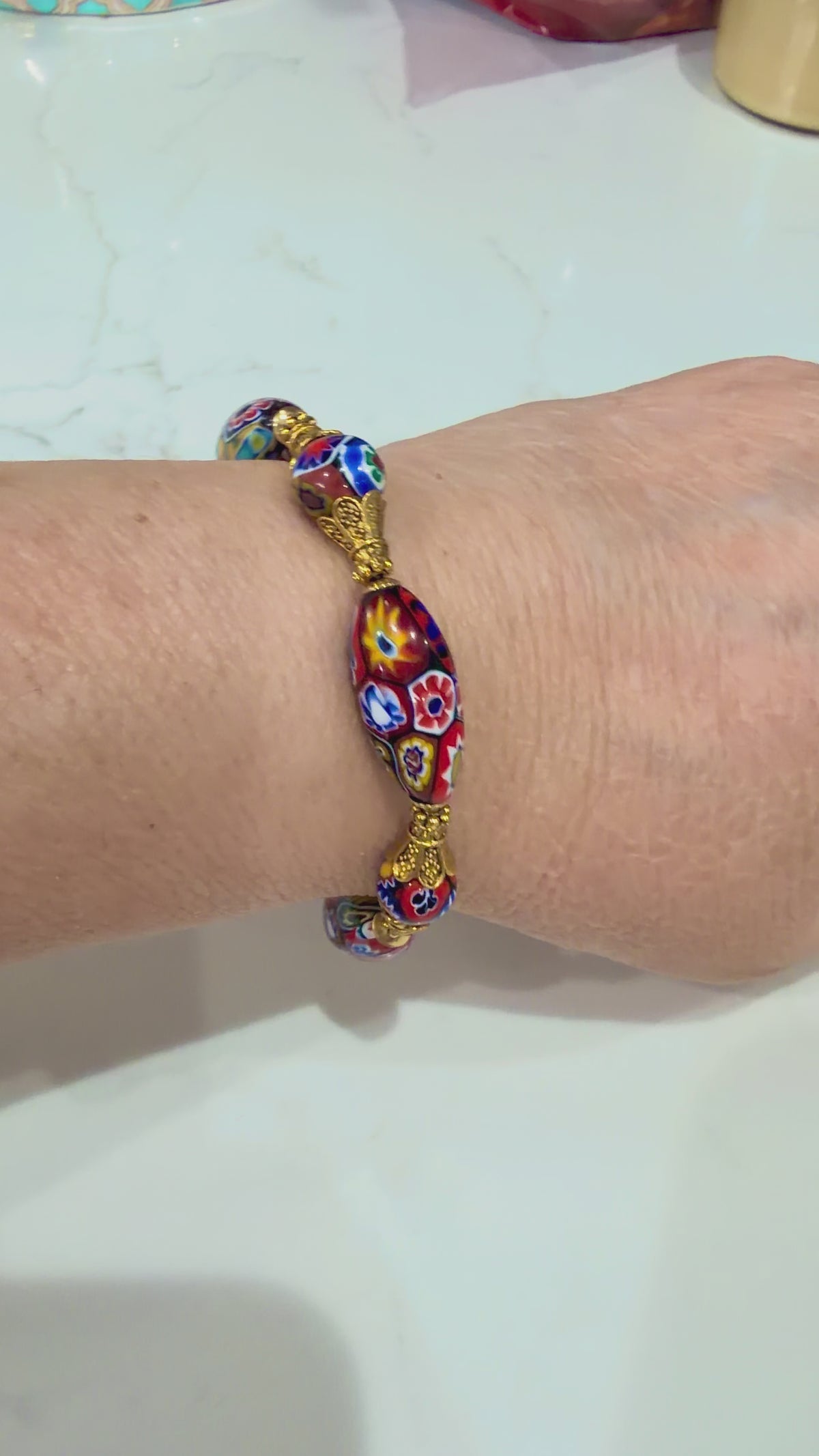 Vintage Ercole Moretti Ovals Beaded Bracelet-One Of a Kind