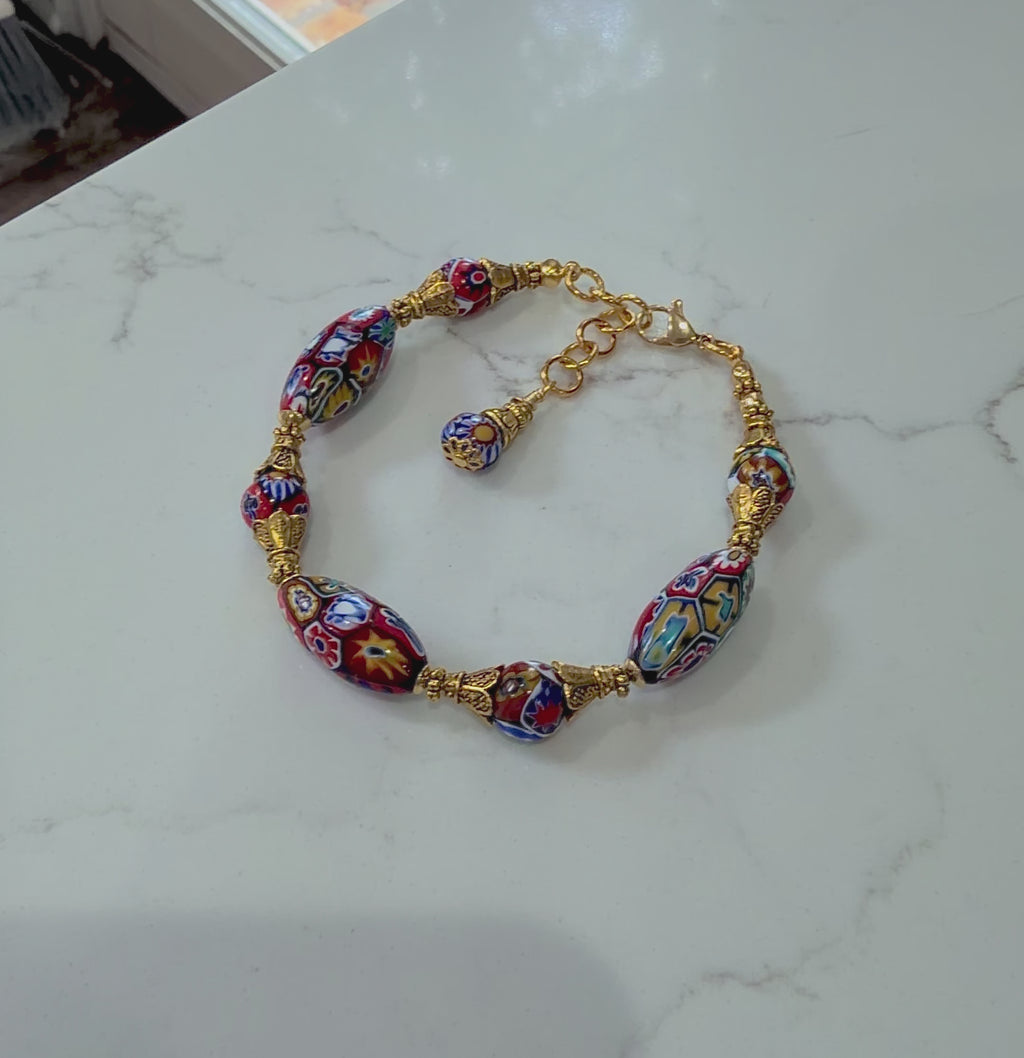 Vintage Ercole Moretti Ovals Beaded Bracelet-One Of a Kind